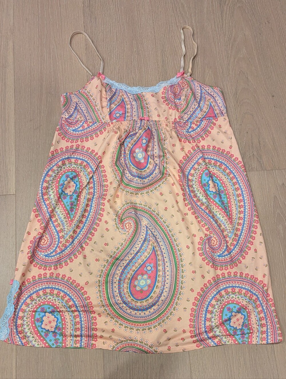 Betsey Johnson Y2K Pastel Multi-Color Slip Lingerie with Pink Logo Tag